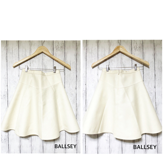 ボールジィ(Ballsey)の【BALLSEY】ひざ丈　スカート　ホワイト　サイズ34(ひざ丈スカート)