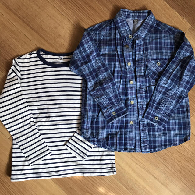 UNIQLO(ユニクロ)のユニクロキッズ　シャツ120 セット キッズ/ベビー/マタニティのキッズ服男の子用(90cm~)(Tシャツ/カットソー)の商品写真