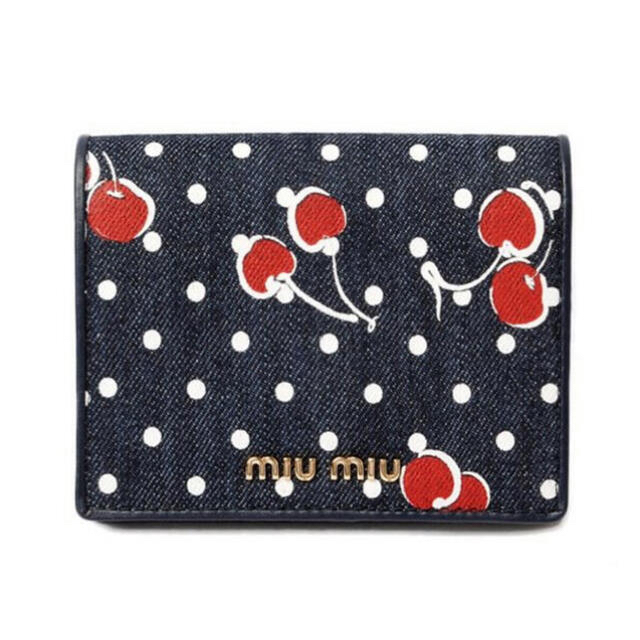 miumiu さくらんぼ柄デニム財布 チェリー柄