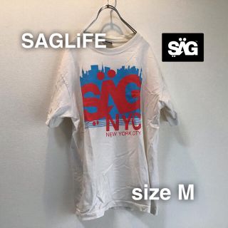 サグライフ(SAGLiFE)のSAGLiFE  サグライフ　ロゴプリントTシャツ　M ホワイト　白　ビックロゴ(Tシャツ/カットソー(半袖/袖なし))