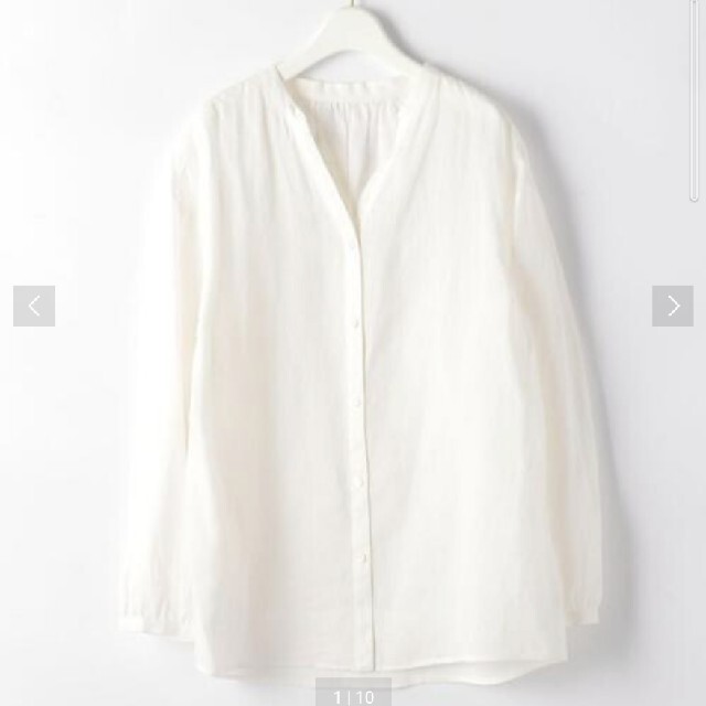 UNITED ARROWS(ユナイテッドアローズ)のユナイテッドアローズ　新品タグ付きバンドカラー イージーシャツ　白 レディースのトップス(シャツ/ブラウス(長袖/七分))の商品写真