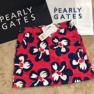 パーリーゲイツ(PEARLY GATES)のパーリーゲイツ　桜プリントカツラギスト レッチスカートサイズ0(ウエア)