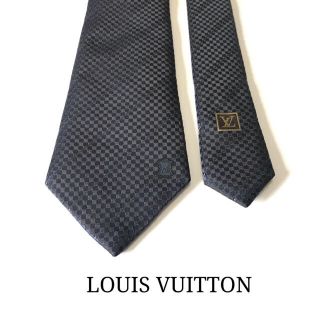 ルイヴィトン(LOUIS VUITTON)の☆美品☆ルイヴィトン ダミエ柄 ネクタイ(ネイビー／紺色、ツヤ感あり)(ネクタイ)