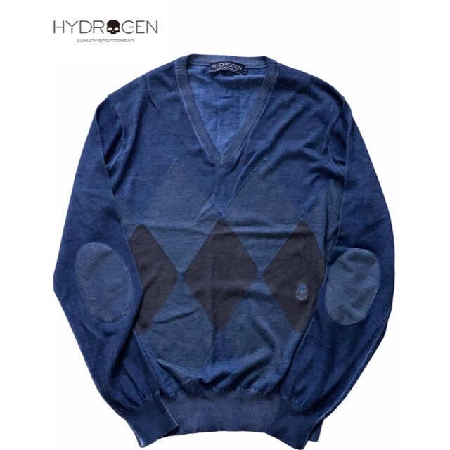 HYDROGEN/ガーメントダイ /アーガイル柄/Vネックニットセーター | フリマアプリ ラクマ
