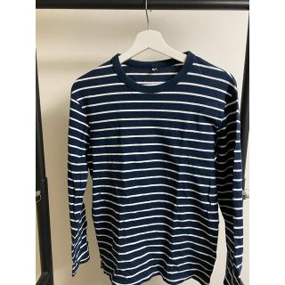 ユニクロ(UNIQLO)のUNIQLO ボーダーカットソー　長袖　ネイビー　Sサイズ(Tシャツ/カットソー(七分/長袖))