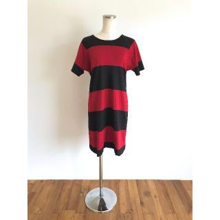 マリメッコ(marimekko)のM様専用マリメッコ/ワンピース/半袖/ボーダー/XS/膝丈/ブラック×レッド(ひざ丈ワンピース)