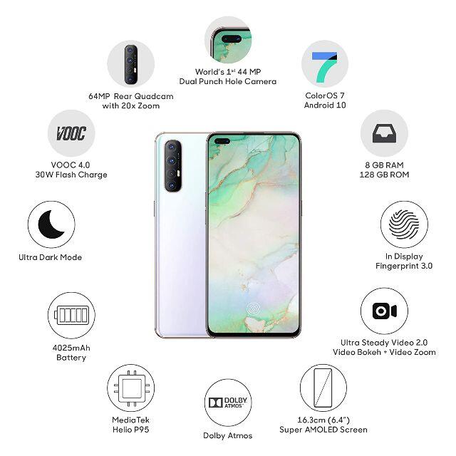 OPPO(オッポ)の新品未開封 エッジディスプレイ OPPO Reno 3 Pro 5G 8GB スマホ/家電/カメラのスマートフォン/携帯電話(スマートフォン本体)の商品写真