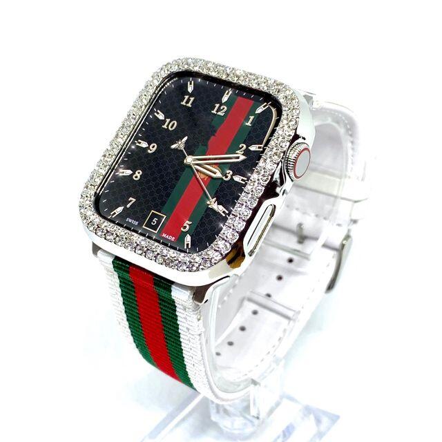 アップルウォッチ 最高ランクダイヤカバー　ナイロンレザーベルトセット レディースのファッション小物(腕時計)の商品写真