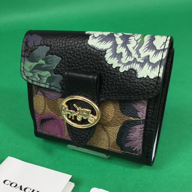 未使用品　COACH コーチ 折り財布  花柄 カフェファセットコラボ