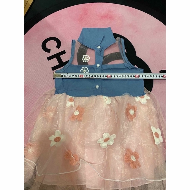 SALE キッズワンピース プリーツスカート　チュニック　デニム　ピンク キッズ/ベビー/マタニティのキッズ服女の子用(90cm~)(ワンピース)の商品写真