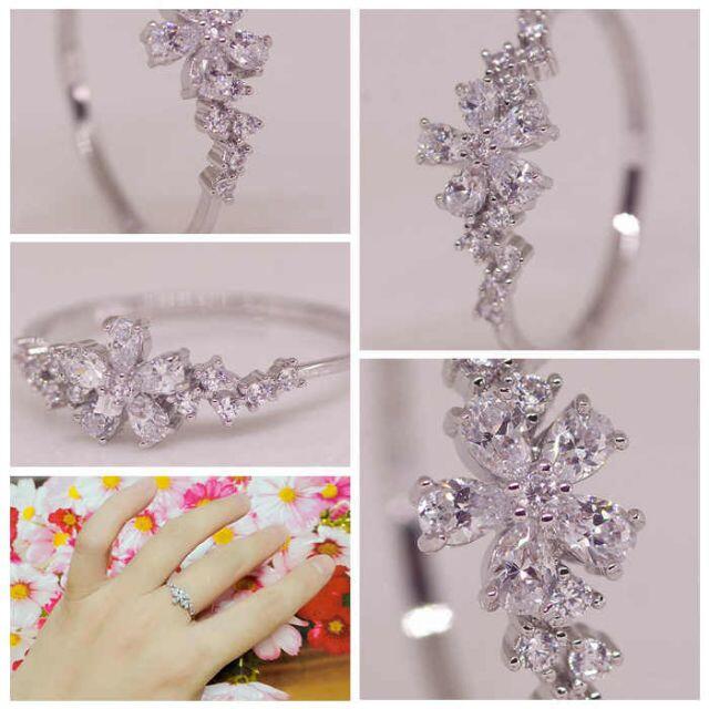 18K RGP ダイヤ CZ 小粒 フラワー リング yu1074e レディースのアクセサリー(リング(指輪))の商品写真