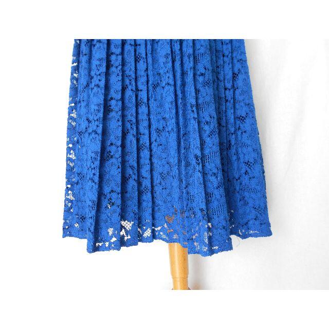 Language(ランゲージ)の美品 送料無料！　ランゲージ ブルー レース プリーツ スカート Mサイズ レディースのスカート(ひざ丈スカート)の商品写真