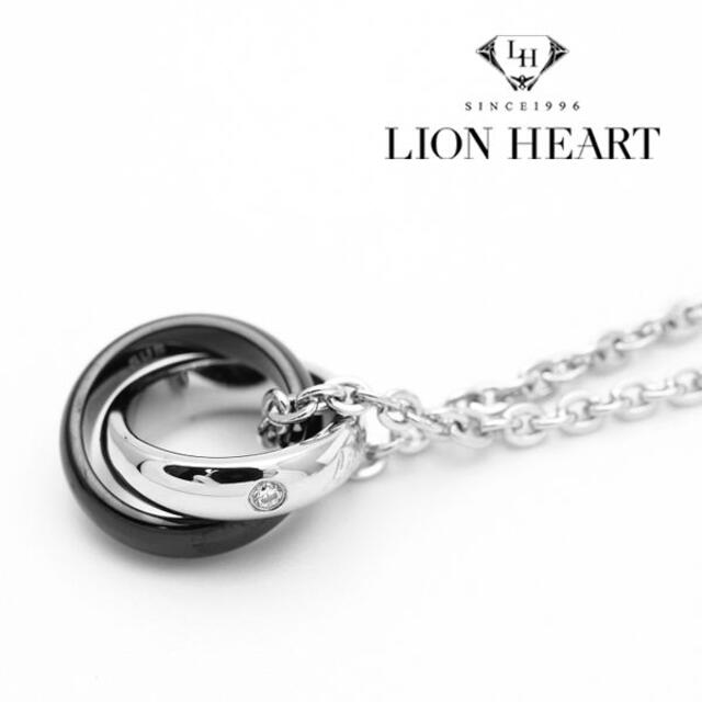 LION HEART(ライオンハート)のライオンハート ネックレス メンズ ダブルリング シルバー ブラック メンズのアクセサリー(ネックレス)の商品写真