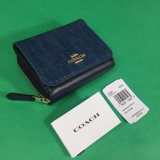 コーチ(COACH)のCOACH  スモール デニム レザー  三つ折り財布 C3321 デニム 新品(財布)