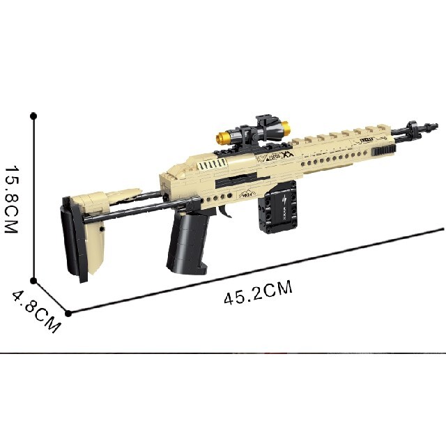 MK14　プラモデル　互換性　インスタ映え　LEGO　レゴ　ブロック　銃　お盆 エンタメ/ホビーのフィギュア(ミリタリー)の商品写真