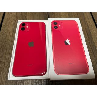 アイフォーン(iPhone)の中古美品 iPhone 11 64GB Red au SIMロック解除済(スマートフォン本体)