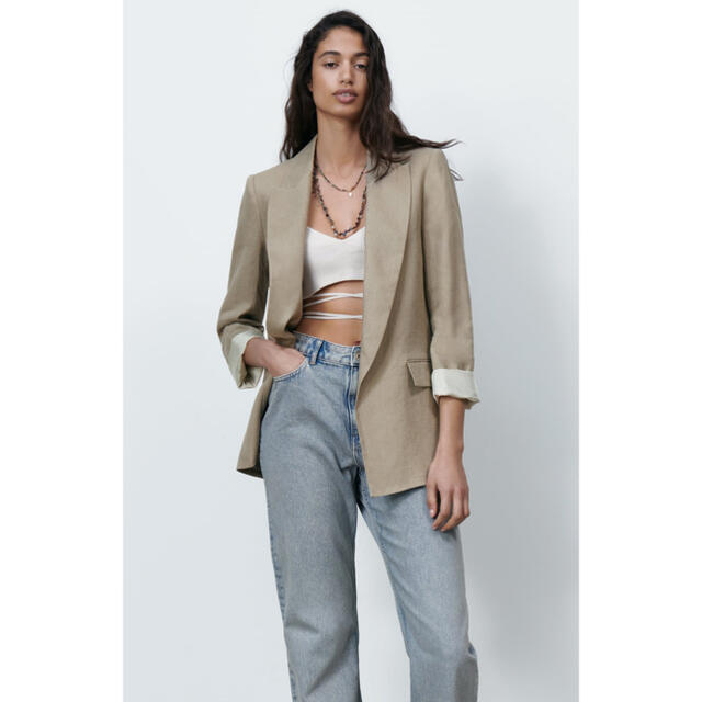 ZARA(ザラ)の＊2021SS＊ZARA リネン ブレザー レディースのジャケット/アウター(テーラードジャケット)の商品写真