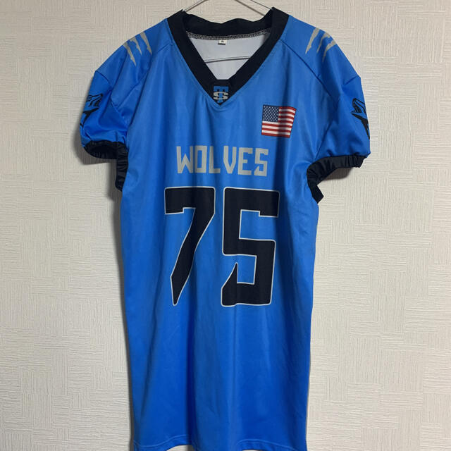 アメフト WOLVES ジャージ メッシュ ブルー 練習用 Sサイズ【新品】