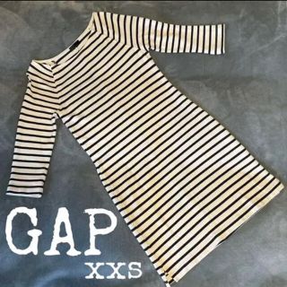 ギャップ(GAP)のGAP ギャップ レディース 白×ネイビー ボーダーワンピース XXS 部屋着(ひざ丈ワンピース)