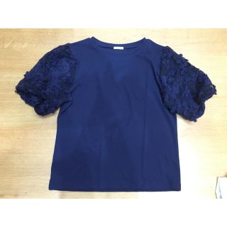 ジーユー(GU)のGU・チュールトップス・ネイビー・XL(Tシャツ(半袖/袖なし))