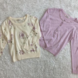 ミッシュマッシュ(MISCH MASCH)の【ミッシュマッシュ】カーディガン セーター 2枚セット 春色 花柄 M ピンク(カーディガン)