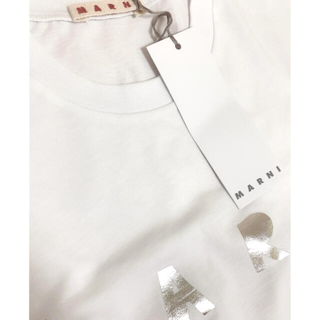 Marni(マルニ)の【新作】MARNI シルバーロゴTシャツ　ホワイト　14 レディースのトップス(Tシャツ(半袖/袖なし))の商品写真