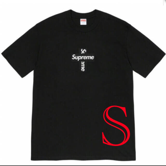 supreme cross box logo tee 黒 S