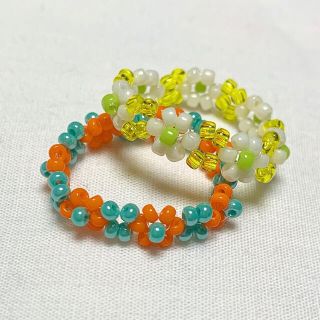 ディーホリック(dholic)のSALE‼️ハンドメイド　カラフルビーズリング2点セット🧡おまけリング付き(リング)