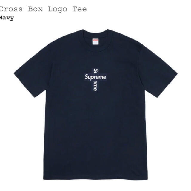 トップスネイビーL Supreme Cross Box Logo Tee