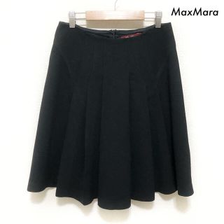 マックスマーラ(Max Mara)のMaxMara マックスマーラ★プリーツスカート 裏地付き ひざ丈 ブラック 黒(ひざ丈スカート)