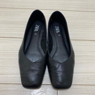 ザラ(ZARA)のZARA ソフトレザーシューズ　ブラック　35(バレエシューズ)