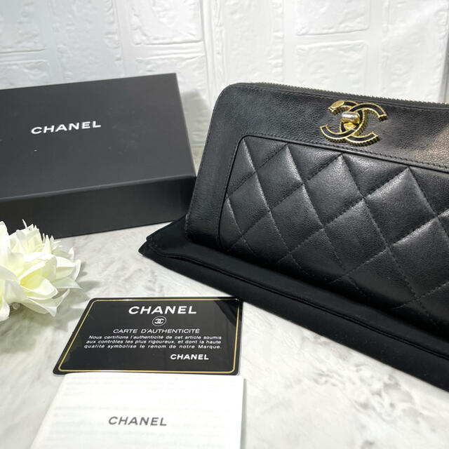 CHANEL シャネル 美品 マドモアゼル 長財布 ラウンドファスナー