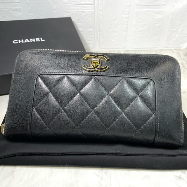 CHANEL シャネル 美品 マドモアゼル 長財布 ラウンドファスナー