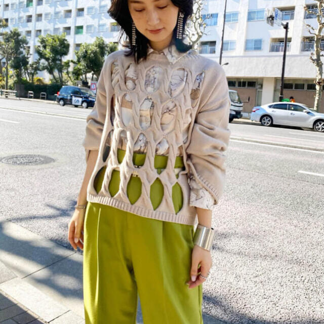 Ameri VINTAGE(アメリヴィンテージ)の【値下げ】2WAY HOLLY SHIRT SET CRACK KNIT レディースのトップス(ニット/セーター)の商品写真