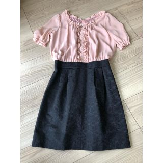 ミッシュマッシュ(MISCH MASCH)のミッシュマッシュ　美品　異素材切り替えワンピース　M(ひざ丈ワンピース)