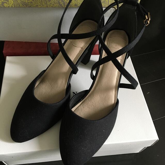RANDA - ランダ 黒クロスストラップヒールパンプス L Lの通販 by