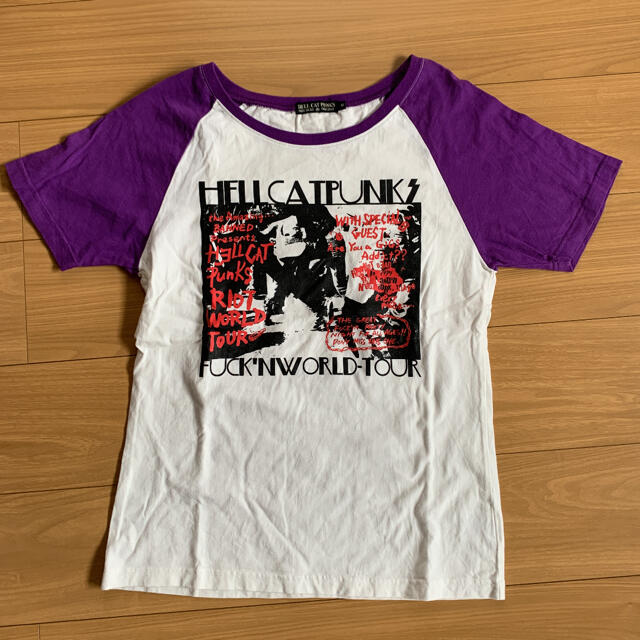 HELLCATPUNKS(ヘルキャットパンクス)のヘルキャットパンクス ラグラン Tシャツ 半袖 レディース M レディースのトップス(Tシャツ(半袖/袖なし))の商品写真