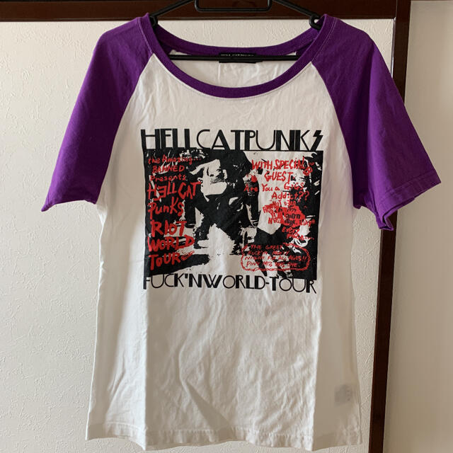 HELLCATPUNKS(ヘルキャットパンクス)のヘルキャットパンクス ラグラン Tシャツ 半袖 レディース M レディースのトップス(Tシャツ(半袖/袖なし))の商品写真