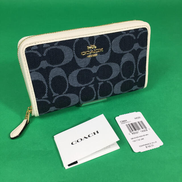 COACH シグネチャー ジャガード ミディアム 財布 C2884 デニム 新品レディース