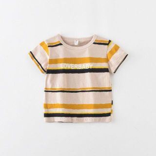 人気 子供服 男の子 女の子 キッズ 半袖Tシャツ レインボーイエロ 100cm(Tシャツ/カットソー)