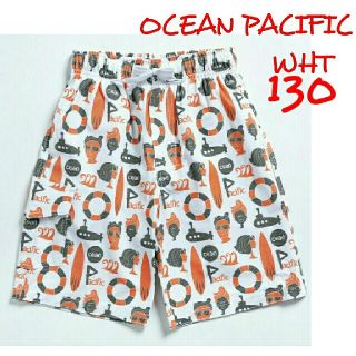 オーシャンパシフィック(OCEAN PACIFIC)の130 WHT face柄♪ キッズトランクス OCEANPACIFIC(水着)