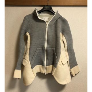 サカイ(sacai)のサカイ パーカー ジャケット 3 L 羽織り ブルゾン ジャンパー 白色 灰色(ノーカラージャケット)