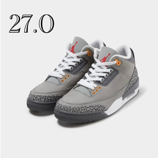 スニーカー29日まで値下げ！【27.0】Air Jordan 3 COOL GREY