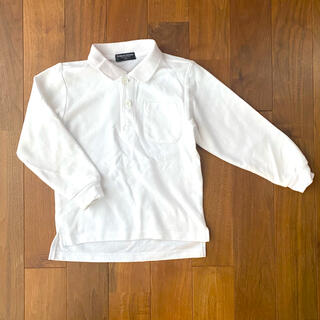 110白い長袖ポロシャツ(Tシャツ/カットソー)