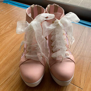 Mary Rose 春ブーツ ショートブーツ チュール 花 ピンク リボン(ブーツ)