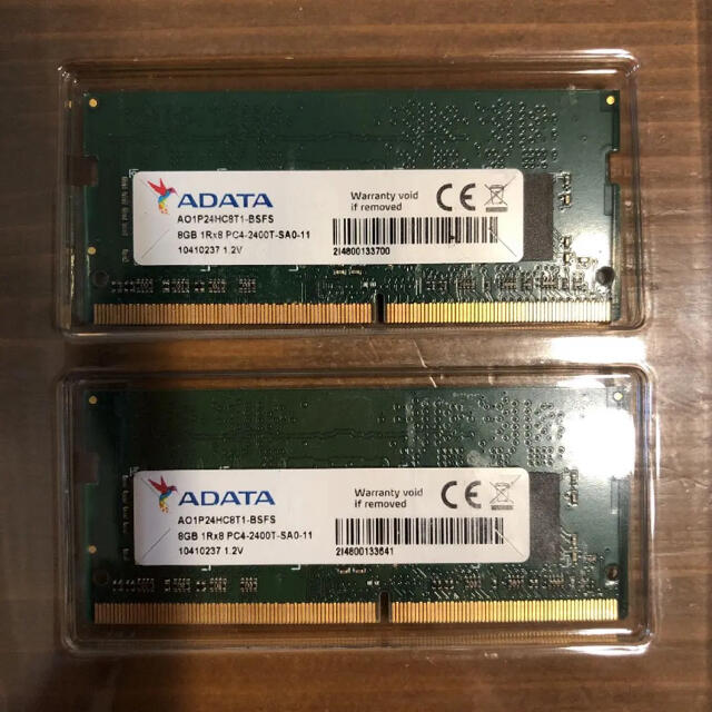 ノートPC用 ADATA pc4-2400t-sa0-11 16GB 8GB×2