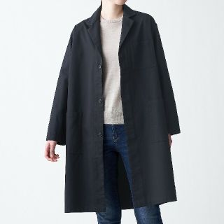 ムジルシリョウヒン(MUJI (無印良品))の★新品★  無印良品 インド綿デニムコート 男女兼用／XXS～XS／黒 (ステンカラーコート)