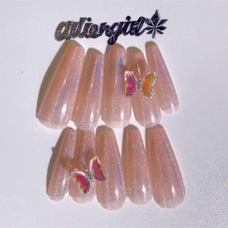 ユニコーンネイル　蝶々パーツネイルチップ コスメ/美容のネイル(つけ爪/ネイルチップ)の商品写真