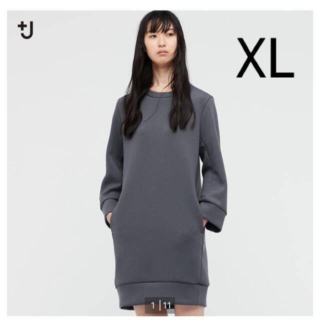 UNIQLO(ユニクロ)のUNIQLO ＋J ドライ スウェット ワンピース　ダークグレー　 XL レディースのワンピース(ひざ丈ワンピース)の商品写真