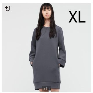 ユニクロ(UNIQLO)のUNIQLO ＋J ドライ スウェット ワンピース　ダークグレー　 XL(ひざ丈ワンピース)